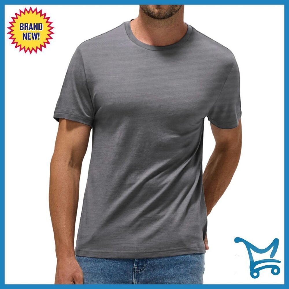 Men's Merino Wool T-Shirt Thermoregulating Base Layer Hiking Travel